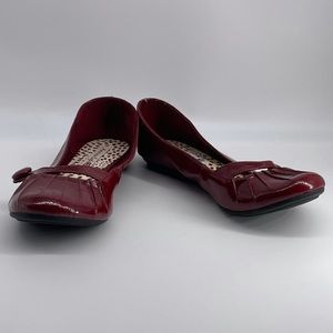 American Eagle Women Red Shiny Flats Slip Ons